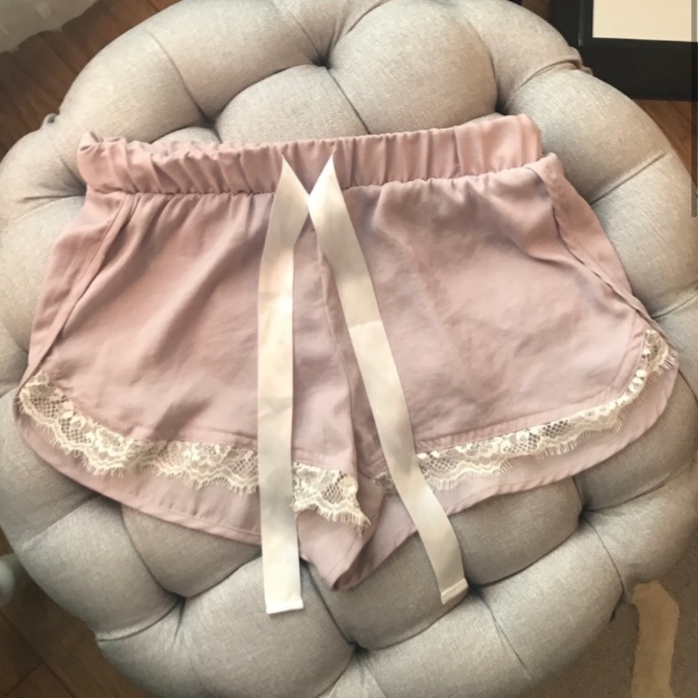 Garage Lace Trim Sleep Shorts Light Pink/Rose